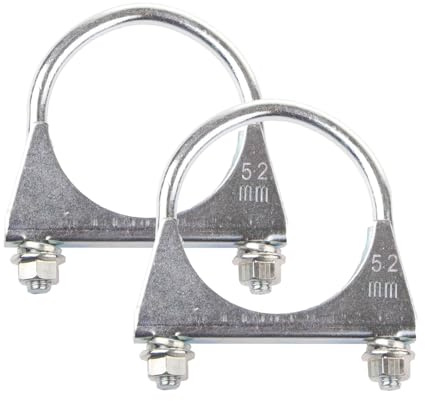 Exhaust Clamp - 2 Pcs 52mm Heavy Duty Galvanized Pipe Clamps for Exhaust Repair, U-Bolt Clamps for 52mm Diameter Tail Pipes