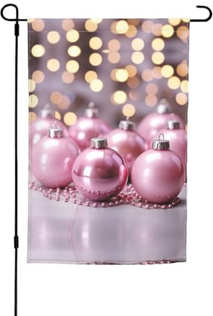 Drapeau de jardin avec boules de Noël roses 30,5 x 45,7 cm