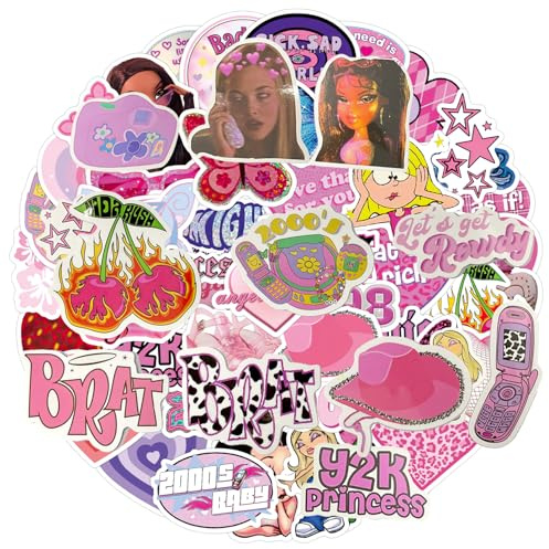 60st söta klistermärken, tjejklistermärken, estetiska rosa klistermärken Vattentäta klistermärken, Scrapbook Kawaii-klistermärken för bärbar dator, dator, bagage, skateboard, vattenflaskor