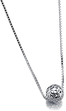 Dankadi Halsband med ihålig kärleksboll hänge Ø 9 mm för kvinnor i 925 sterlingsilver, ihålig hjärtkedja rund elegant guldpläterad smyckesgåva för fest födelsedag bröllop, 18, Sterlingsilver, Utan
