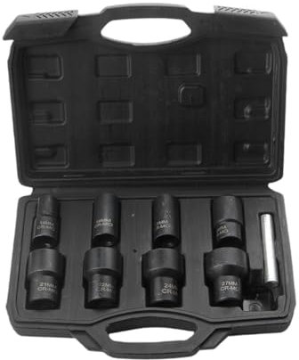 Baoblaze 8 Pieces Impact Socket Set,1/2 inch Drive Nut Sockets,Metric 14mm 16mm 17mm 19mm 21mm 22mm 24mm 27mm Damaged Nut Lock Remover