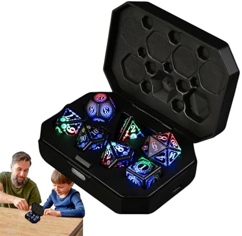 Dés lumineux, dés RPG électroniques, dés polyédriques clignotants, jeu de dés rechargeables, dés polyédriques lumineux, dés polyédriques clignotants avec étui de chargement pour jeu de rôle
