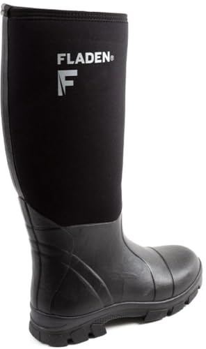 Fladen Stivali da pesca in neoprene, 5 mm in gomma/neoprene, protezione dal freddo da -15 °C, suola antiscivolo, taglia 43-47, Nero , 45 EU