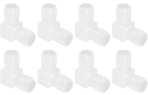 sourcing map Lot de 8 raccords cannelés en forme de L en forme de L 2 voies pour tuyau d'air, tuyau d'air, carburant, liquide