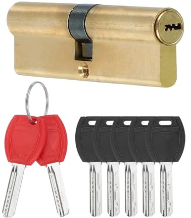 PATIKIL European Double Lock Cylinder, 100mm(45/10/45) Door Cylinder Lock with 7 Keys Solid Brass Lock Cylinder for Anti-Theft Wooden Aluminum Door