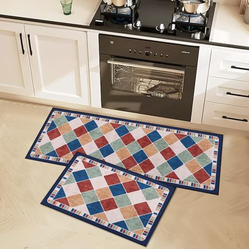LY4U Conjuntos de Alfombrillas de Cocina Antideslizantes Lavables, Juegos de 2 Alfombrillas Anti-Fatiga para el Hogar, Alfombra de Piso, Decoración, Oficina, Escritorio de Pie