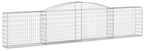 Panier de Gabion, Panier à Pierre Gabion Mur de Soutènement Clôture de Jardin arqué 400x30x80/100 cm Fer galvanisé