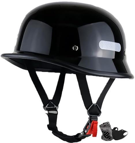 Léger Demi Casque Casques Vintage À Face Ouverte Casque De Moto Jet pour Hommes Et Femmes Adultes Dot/ECE Homologué Scooter Cruiser Casque Moto Bols avec Boucle Réglable Rapide 1,S=55-56CM