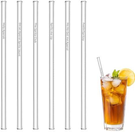 6 Pièces Paille en Verre,Pailles Reutilisable Glass 20cm Clear Passe au Lave-Vaisselle Durable Réutilisables Incassable Ligne Budget Straw,pour Enfant Tasse Drinking Bubble Tea Matcha Cocktails Latte