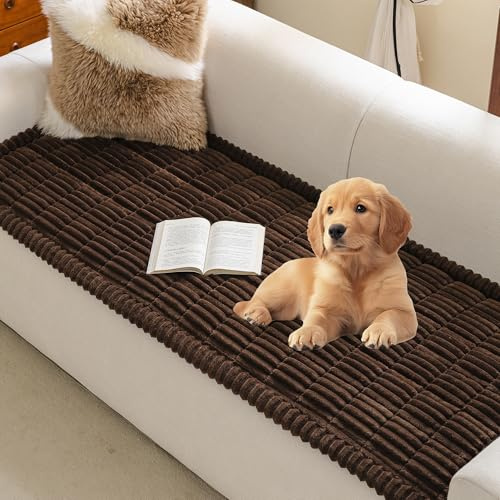 MYSKY HOME Sofa Überzug Waschbar für Haustiere - Sofabezug 3 Sitzer Sofadecke rutschfest, Weich Sofa Überwurf Couch Überzug Sofa Überwurfdecke, Sofa Topper für Flecken, 70 x 180cm，Schokolade