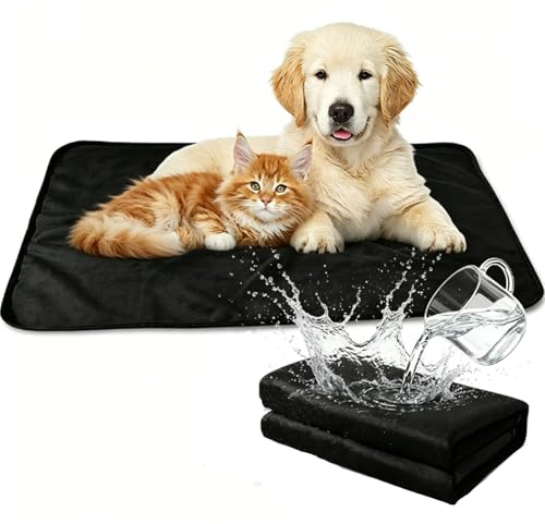 Wasserdichte Hundedecke für Sofa & Bett, 91x66 cm Hundematte Waschbar, 3-lagig Auslaufsicherer Sofaschutz, Auslaufsicher, Kratzfeste Haustier Decke für Auto & Outdoor, Rutschfeste Katzenmatte, Schwarz