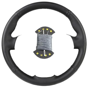 Schwarzer handgenähter Leder-Lenkradbezug für Golf 5 (V) 2003–2009/ Golf Plus 2004–2009/ Polo 4 2007–2009/ Passat B6 2005–2009/ Passat Variant 2005–2010