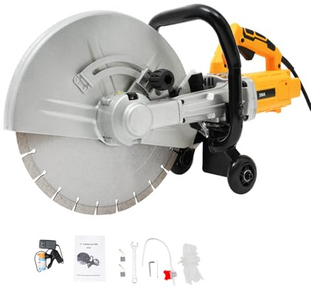 HUOMMGS Elektrisch Betonsäge 3000W Nassschneider mit 350mm Sägeblatt Hochleistungs Steinschneider Steintrennmaschine mit Wasserpumpe und Wasserrohr 4200Rpm Steinsäge Betonschneider für Holz, Stahl