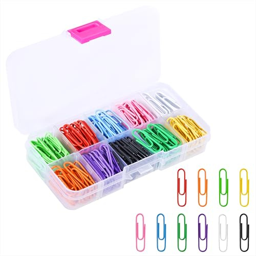 Graffette Colorate 28mm Fermagli da Ufficio in Metallo Rivestite in Plastica 10 Coloured Paper Clip per Ufficio e Scolastici Organizzazione di Documenti Personali 250 Pezzi