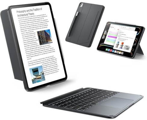 ESR for iPad Pro 13 (M5/M4) 2025/2024 Case with Keyboard, Magnetic Detachable Keyboard, Portrait/Landscape Modes, Large Click-Anywhere Trackpad, Backlit Keys, Shift Series, Dark Gray