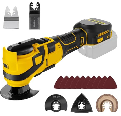 WingFly Herramienta multifunción para Dewalt 18 V, 20 V batería | Multiherramienta oscilante, 6 velocidades ajustables (número de oscilación 10000 – 20000 min¹ sin batería ni cargador)