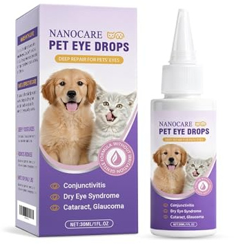 Augentropfen für Hunde und Katzen, 30ml Augenpflege Für Entfernt Sanft und Einfach Augensekret,Staub und Fremdkörper und Verhindert Tränenflecken (1)