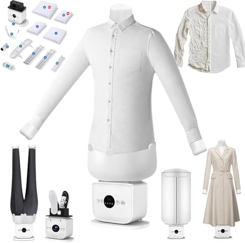 LXPINGMM Machine à Repasser Gonflable Automatique pour Chemises et vêtements, défroisseur Vapeur Mains Libres avec mannequins pour vêtements/Pantalons/Jupes, séchage et Accessoires Inclus. D