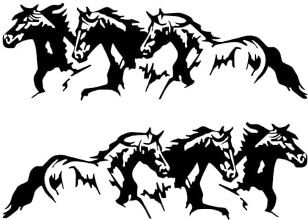 2 pegatinas de vinilo autoadhesivas de 30 x 10 cm, con caballos galopantes, aptas para ventanas de coche, parachoques, portátiles, ventanas, vidrio, paredes, #DZ201 (negro)