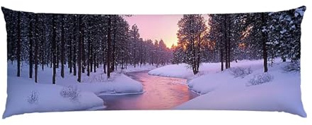 Cuscino Corpo Cuscino Gravidanza 120x50cm, Supporto Total Body Ergonomico, Copricuscini Allattamento e Maternità con Federa Velluto Lavabile, per Schiena, Pancia e Gamb (Vista sulla neve) p-712