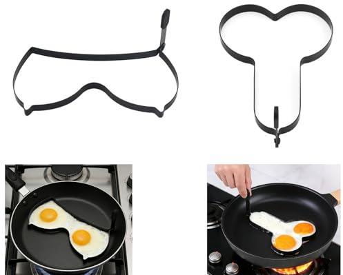 2 PCS Funny Party Favor Egg Mold,DIY Kitchen Accessories,Unique Shape Eggs Fired Mold, Mould Frying Egg,Novelty Shape,Rude Gift Egg Lover D2