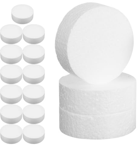 NUOBESTY 16 Discos de Espuma Circulares Claros para Manualidades Bloques de Espuma de Bricolaje 9,5x2,5 Cm para Modelado Esculturas y Proyectos Escolares Kit de 16 Piezas