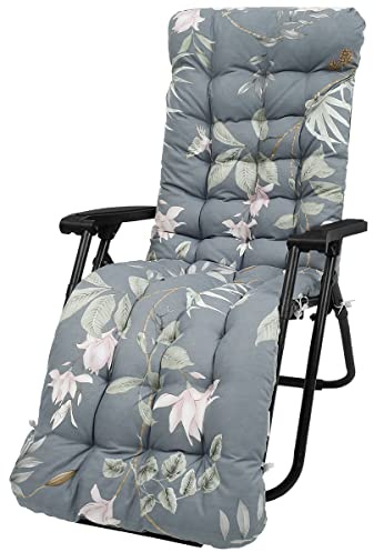 Generisch Liegenauflage Auflage für Gartenliege Outdoor, 170x50cm Auflagen für Gartenliegen mit Einstellband Antirutsch Kappe Bequeme Polsterauflagen für Relaxliegen Innen Außen (Blaue Blütenblätter)