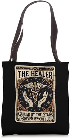 The Healer Celestial Tarot Nurse Zodiac Coffee Tarot Card Tote Bag