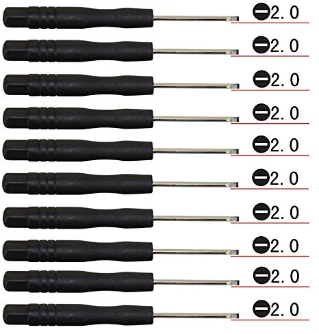 Fixinus 10-teiliges Flachkopf Schlitz 2,0 mm Mini-Schraubendreher-Set für Handy-Tablet-Laptop-PC-Spiele und kleine Elektronik