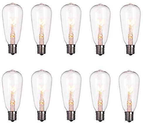 GOOTHY 10 Pack Edison Replacement Light Bulbs for Outdoor String Lights, ST40 7W E17 Base Clear Glass Incandescent Bulbs Waterproof for Patio Backyard Bistro Cafe Garden Decorations, Warm White 2200K