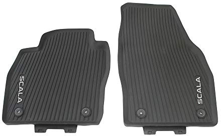 Skoda 657061502 Allwetterfußmatten Vorn Gummi Fußmatten 2X Gummimatten, mit Scala Schriftzug in Weiß