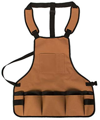 JBBERTH Utility Canvas Work Apron with 16 Pockets, Tool Apron, Cross-Back Straps Adjustable Size, 600D Oxford Cloth Heavy Duty Work Apron, Adjustable for Men and Women XS to XXL - brown