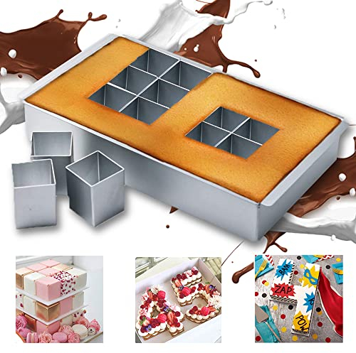 MEISHANG Antihaft Backformen Set,Verstellbar DIY Backen,Aluminium Backformen Rechteckig,Zahlen Backform Kuchenform,Zahlen und Buchstaben Backform,Kuchenform Verstellbar Antihaft