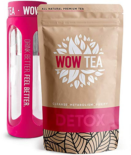 WOW TEA Detox Tees Zum Abnehmen: Detox Tee | Slim Fit Tее | Kräuterteemischungen Zur Entgiftungskur Und Gewichtsverlust Von Grünem Tee, Mate, Pu-erh + Infuser Teeflasche | 150g, Made in EU