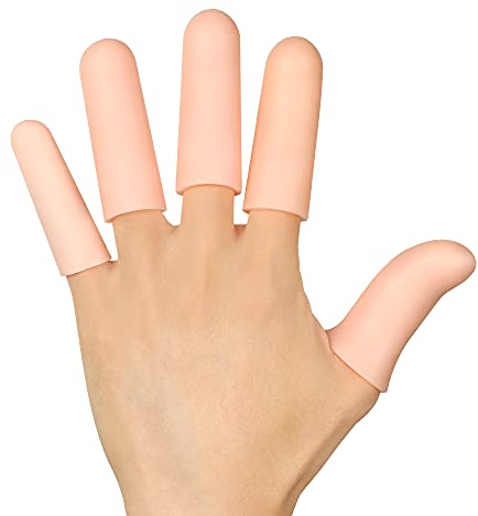 Bukihome 12er Pack Neues Material Gel Fingerlinge, Silikon Fingerschutz, Fingermanschetten Ideal für Abzugsfinger Wasserdichte Fingerabdeckkappen Geeignet für Damen und Herren
