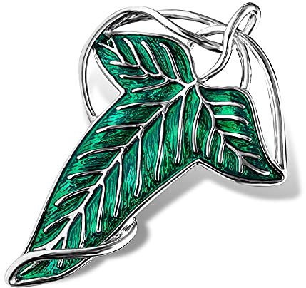 Bahamut Elegant Elven Green Tree Leaf Enamel Pins Brooch for Women Men Suit Pendant Necklace,Cloak Clasp Brooches Cosplay Jewelry (Green)