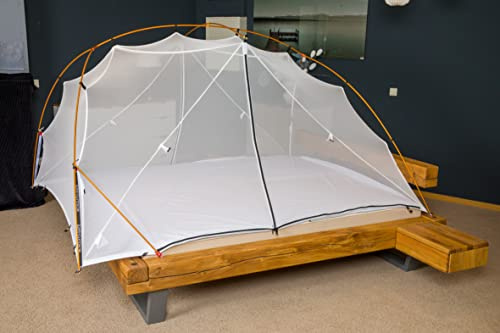 MOSQUITO-SAFE Moskitonetz für Reisen für Einzel- sowie Doppelbett anpassbar in Länge und Breite an jedes Bett Schutz vor Bettwanzen durch Imprägnierung extra-lang für große Personen patentiert