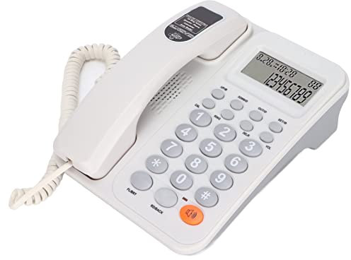 KX-T2027CID Telefono con Filo, Telefono Fisso con Display LCD Telefono Desktop per Home Office Hotel, Telefoni di Rete Fissa con Segreteria Telefonica, Chiamata Semi Vivavoce, ID Chiamante, 24(bianco)
