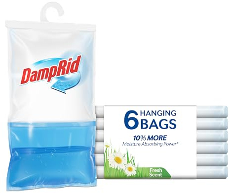 DampRid Fresh Scent Hanging Moisture Absorber, 15.4 oz., 6 Pack - Eliminates Musty Odors for Fresher, Cleaner Air, Ideal Moisture Absorbers for Closet, 10% More Moisture Absorbing Power*