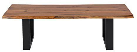 SAM Esszimmerbank Dallas 160x40 cm Akazie Cognac U-Gestell Schwarz | Baumkantenbank massiv, Akazienholz cognacfarben, 26 mm Platte, echte Baumkante, Massive Holzbank, Sitzbank