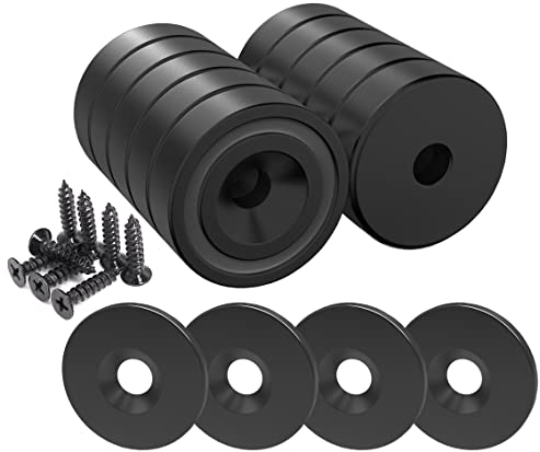 Magnetpro 12 Pieces Magnet 25 LB Force 20 x 7 mm with Countersunk Hole and Steel Capsule, Black Pot Magnets with Screws and 12 Steel Counterparts