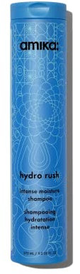 amika hydro rush intense moisture shampoo - hydrating hair care for dry + textured hair - silicone + sulfate free shampoo with hyaluronic acid + squalane - provides long-lasting hydration (275 ml)
