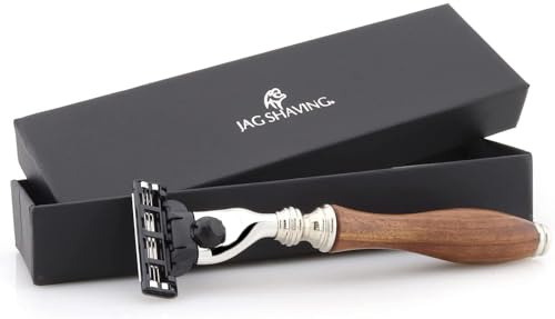 Jag Shaving Rasierhobel – nachhaltiger Rasierhobel aus Holz – 3-kantige Rasierklingen Rasierhobel – Rasierhobel Damen – und Herren – Lederetui – für Rasierhobel – edles Geschenkset
