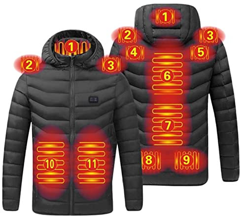 YEBIRAL Heizjacke für Herren Damen, Elektrischer Beheizbare Jacke Warme Beheizte Jacke Heizjacke USB Winterjacke mit 3 Einstellbar Temperatur für Skifahren Outdoor Ativitäten