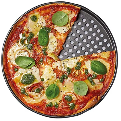 Verve Jelly Round Baking Tray Non-Stick Pizza Tray with Hole for Oven Carbon Steel Pizza Pan 9.6inch, Easy Food Release Dishwasher Safe