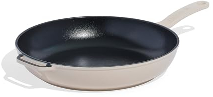 Made In Cookware - Enameled Cast Iron Skillet - Antique White - Exceptional Heat Retention & Durability - Professional Cookware France - Induction Compatible