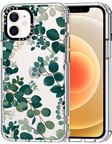 MOSNOVO für iPhone 12 Mini Hülle – Durchsichtige, schlanke, stoßfeste TPU+PC-Handyhülle, [6,6 Fuß Fallschutz/Anti-Abziehen] - Eukalyptus