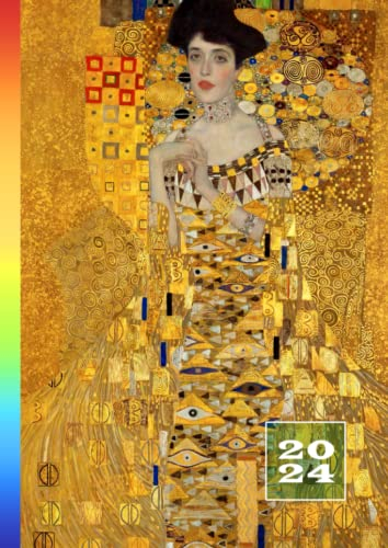 2024: Terminkalender mit Uhrzeiten 5 Uhr – 23 Uhr täglich | 1 Woche auf 2 Seiten mit Zeit | A4 Wochenplaner mit Zeiteinteilung | Kalenderbuch Planer ... Jahresplaner | Gustav Klimt Adele Bloch-Bauer