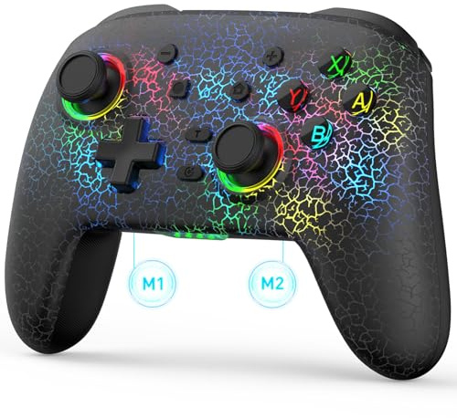 Joso Wireless Controller für PC/Switch/PS4/PS3, Smartphone Controller für iPhone/Android Unterstützt Streaming auf PS/Xbox/PC-Konsole mit Rückentaste/Turbo/6-Achsen Gyro/Doppelmotoren