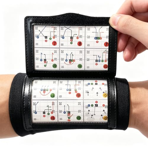 1NMORE American Football Wristbands with Playbook System, Wrist Coach for Youth, 5on5 Flag American Football Wrist Bands with 43 Plays Stickers & 3 PVC Cards